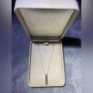 Whitehall Macys 10k white gold and diamond bar necklace pendant